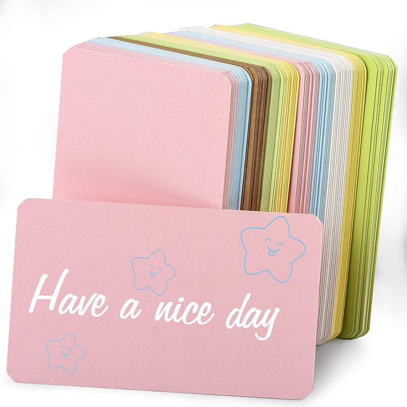 Nettbe 100pcs 3.54"x2" Blank Kraft Paper Business Card, Words Message Notes paper Tags, Mini Craft Cardboard Festival gifts - 6 colors - Image 2